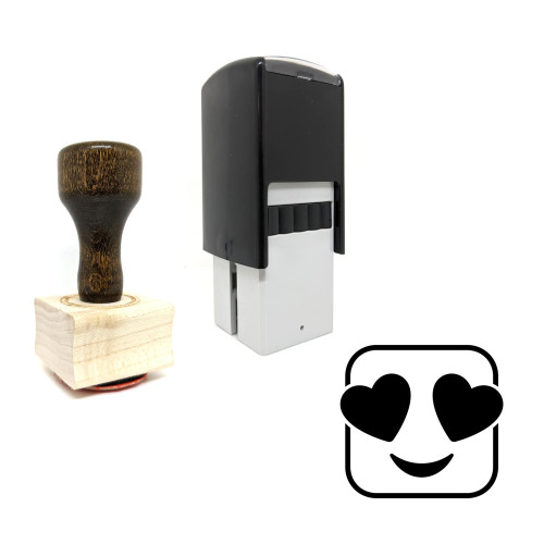 "Love" rubber stamp with 3 sample imprints of the image