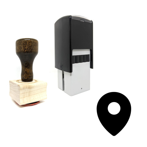 "Location Pin" rubber stamp with 3 sample imprints of the image