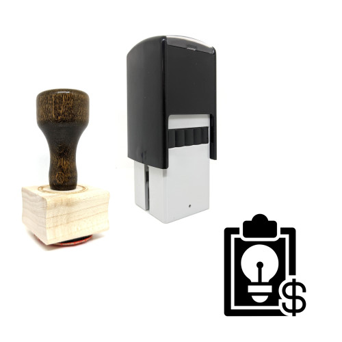 "Marketing Ideas" rubber stamp with 3 sample imprints of the image