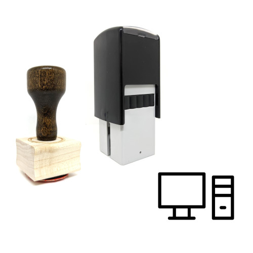 "Computer" rubber stamp with 3 sample imprints of the image