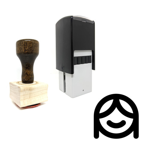 "Happy" rubber stamp with 3 sample imprints of the image