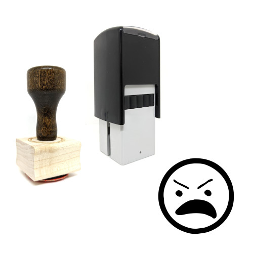 "Angry" rubber stamp with 3 sample imprints of the image