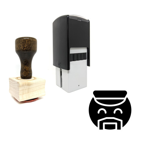 "Mustache" rubber stamp with 3 sample imprints of the image