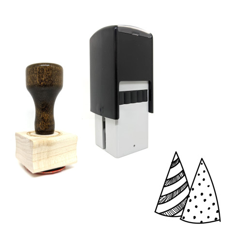 "Party Hats" rubber stamp with 3 sample imprints of the image