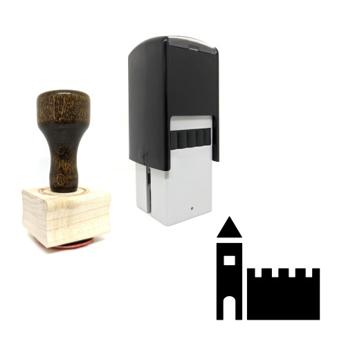 "Castle" rubber stamp with 3 sample imprints of the image