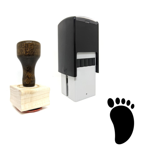 "Foot" rubber stamp with 3 sample imprints of the image