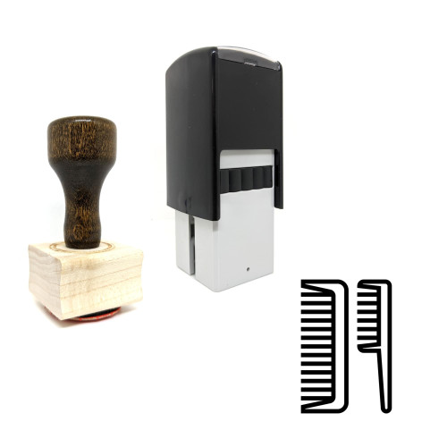 "Combs" rubber stamp with 3 sample imprints of the image