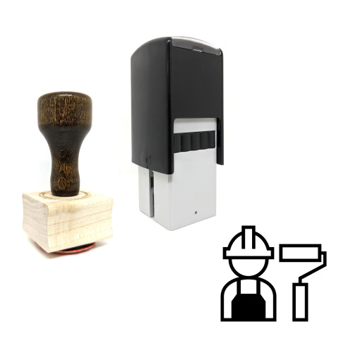 "Paint" rubber stamp with 3 sample imprints of the image