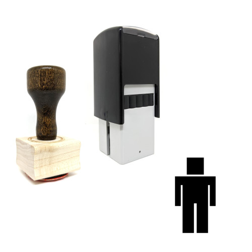 "Man" rubber stamp with 3 sample imprints of the image