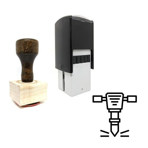"Jackhammer" rubber stamp with 3 sample imprints of the image