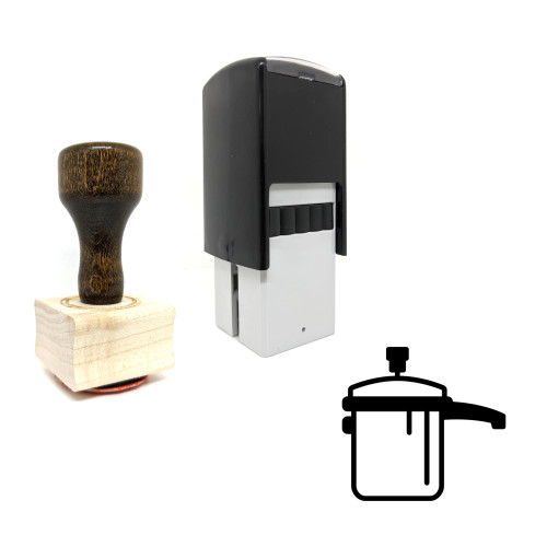 "Pressure Cooker" rubber stamp with 3 sample imprints of the image