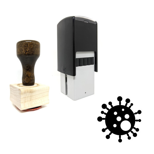 "Mold Spore" rubber stamp with 3 sample imprints of the image