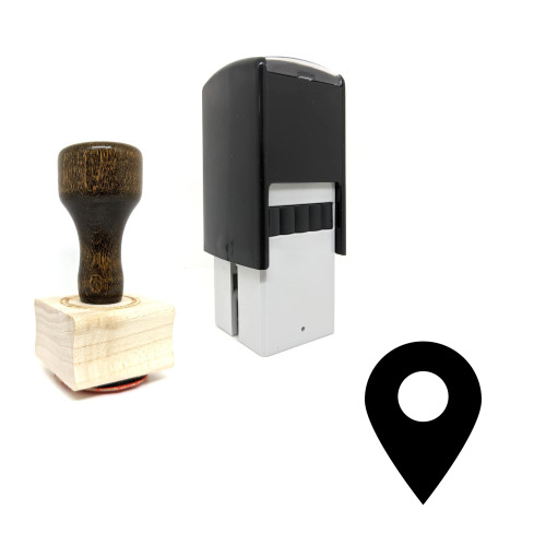 "Map Marker" rubber stamp with 3 sample imprints of the image