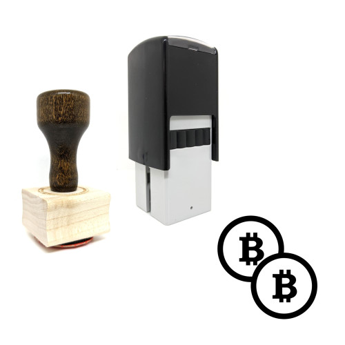 "Bitcoins" rubber stamp with 3 sample imprints of the image