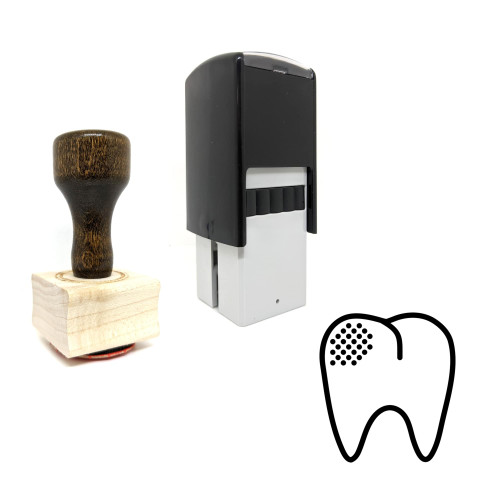 "Rotten Premolar" rubber stamp with 3 sample imprints of the image