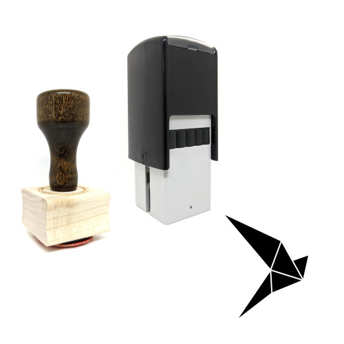 "Origami Bird" rubber stamp with 3 sample imprints of the image