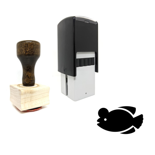 "Flowerhorn" rubber stamp with 3 sample imprints of the image