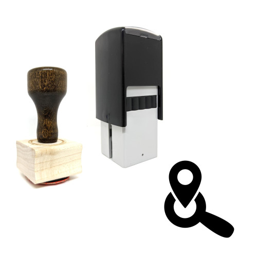 "Location Search" rubber stamp with 3 sample imprints of the image
