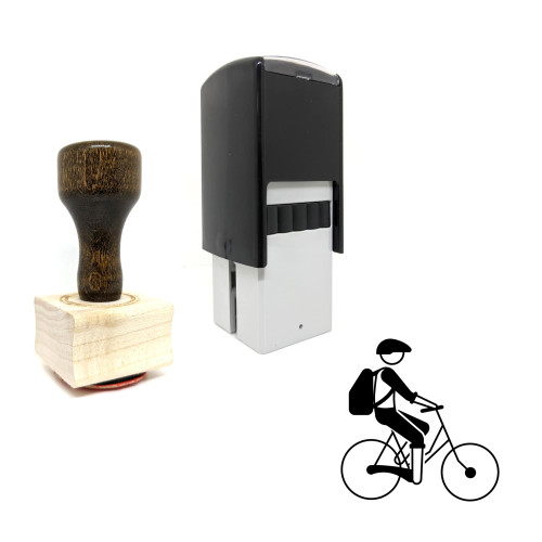 "Bicycling" rubber stamp with 3 sample imprints of the image