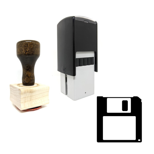 "Floppy Disk" rubber stamp with 3 sample imprints of the image