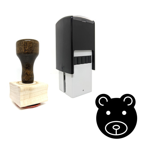"Bear Face" rubber stamp with 3 sample imprints of the image
