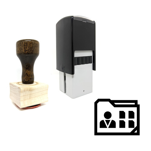 "Folder Files" rubber stamp with 3 sample imprints of the image