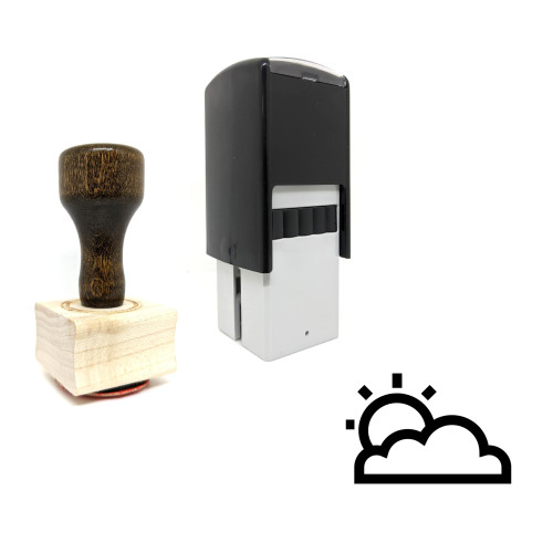 "Partially Cloudy" rubber stamp with 3 sample imprints of the image