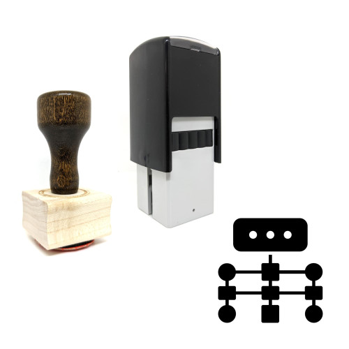 "Database Network" rubber stamp with 3 sample imprints of the image