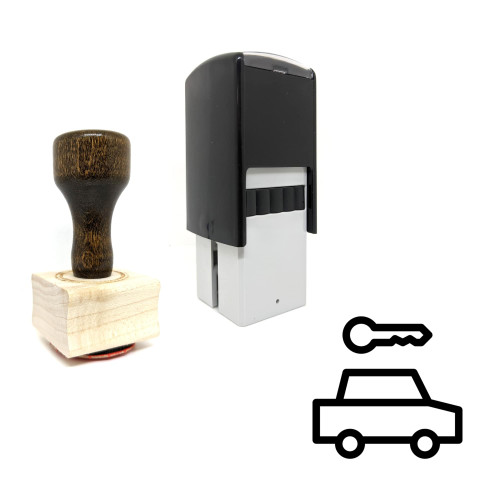 "Car Rental" rubber stamp with 3 sample imprints of the image