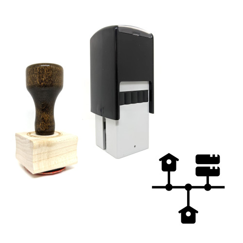 "Home Networking" rubber stamp with 3 sample imprints of the image