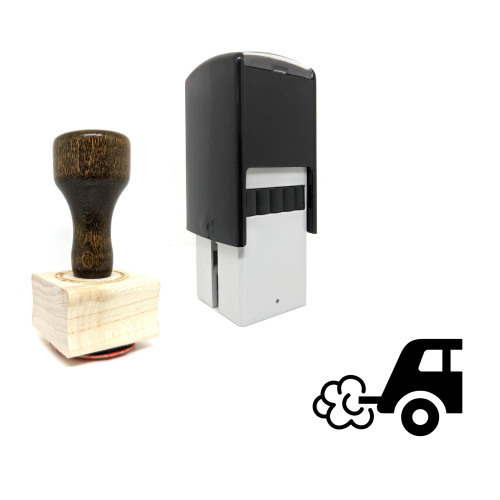 "Exhaust Gas" rubber stamp with 3 sample imprints of the image