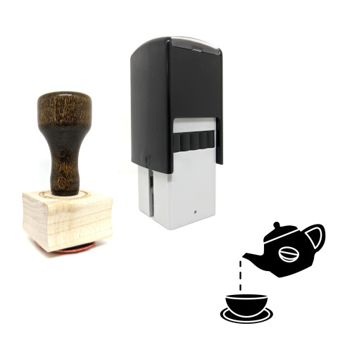 "Pouring Coffee" rubber stamp with 3 sample imprints of the image