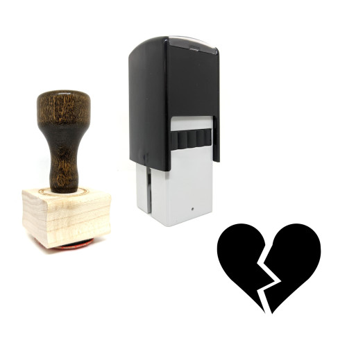 "Broken Heart" rubber stamp with 3 sample imprints of the image