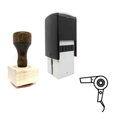 "Hairdryer" rubber stamp with 3 sample imprints of the image