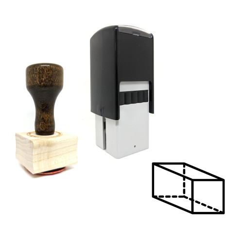 "Cuboid" rubber stamp with 3 sample imprints of the image