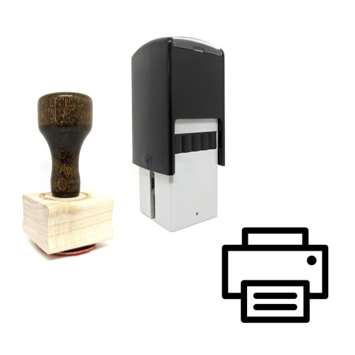 "Printer" rubber stamp with 3 sample imprints of the image