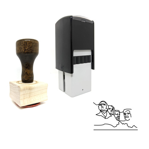 "Mount Rushmore" rubber stamp with 3 sample imprints of the image