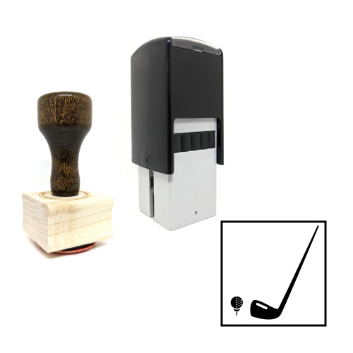 "Golf Clubs" rubber stamp with 3 sample imprints of the image