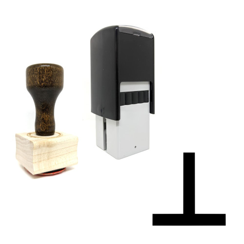 "Perpendicular" rubber stamp with 3 sample imprints of the image