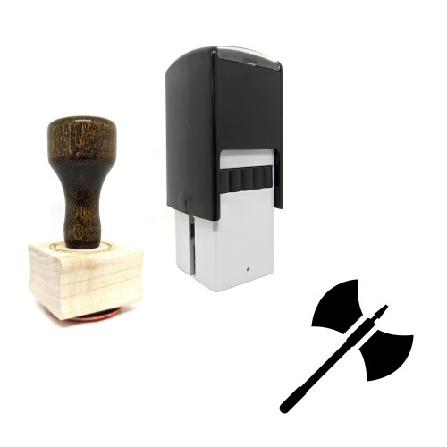"Labrys" rubber stamp with 3 sample imprints of the image
