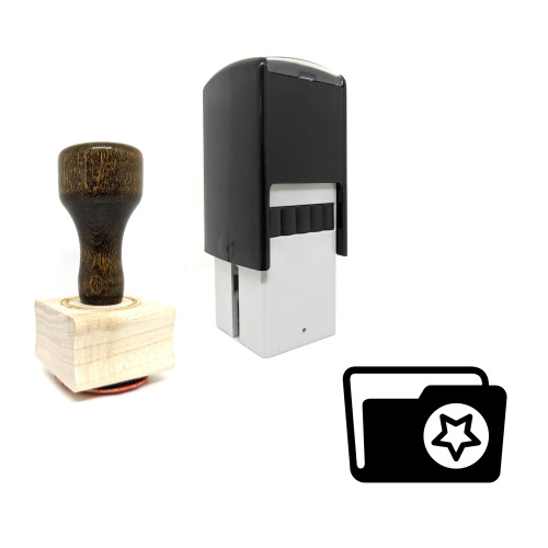 "Starred Folder" rubber stamp with 3 sample imprints of the image