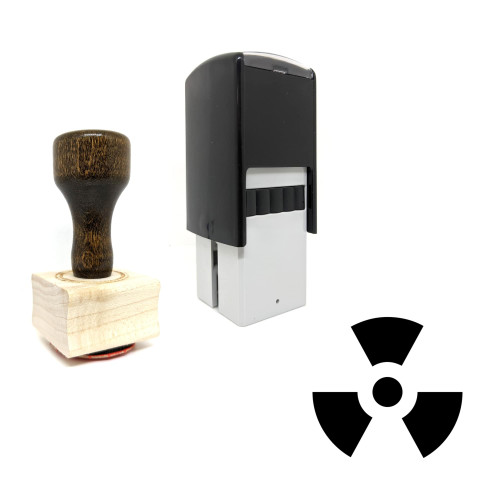 "Radioactivity" rubber stamp with 3 sample imprints of the image