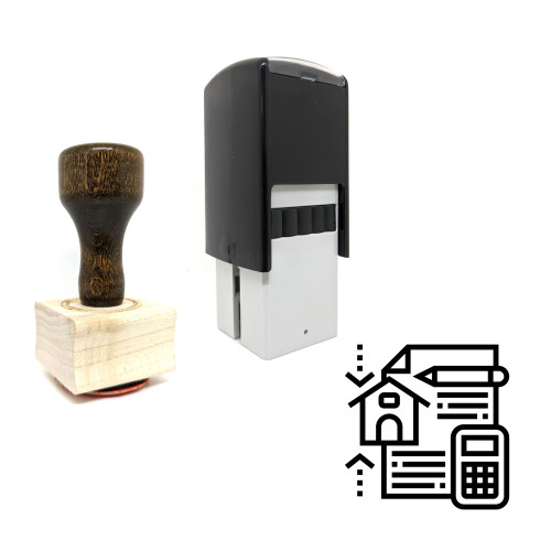 "Calculate" rubber stamp with 3 sample imprints of the image