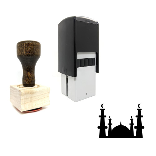 "The Mosque" rubber stamp with 3 sample imprints of the image