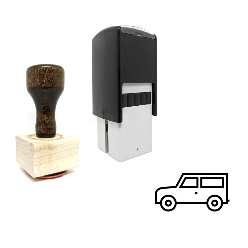 "SUV" rubber stamp with 3 sample imprints of the image