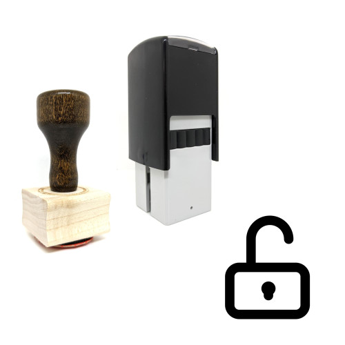 "Open Padlock" rubber stamp with 3 sample imprints of the image