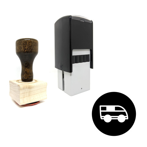 "Microbus" rubber stamp with 3 sample imprints of the image