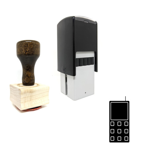 "Handphone" rubber stamp with 3 sample imprints of the image