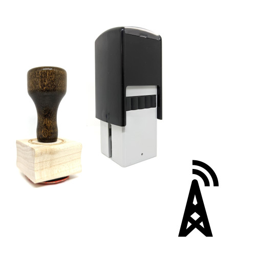 "Communication Tower" rubber stamp with 3 sample imprints of the image