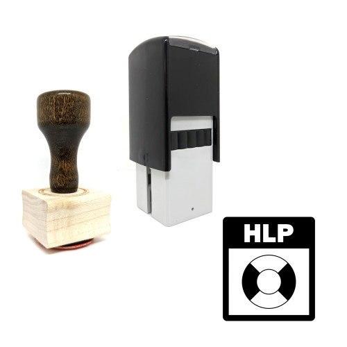 "Hlp File" rubber stamp with 3 sample imprints of the image